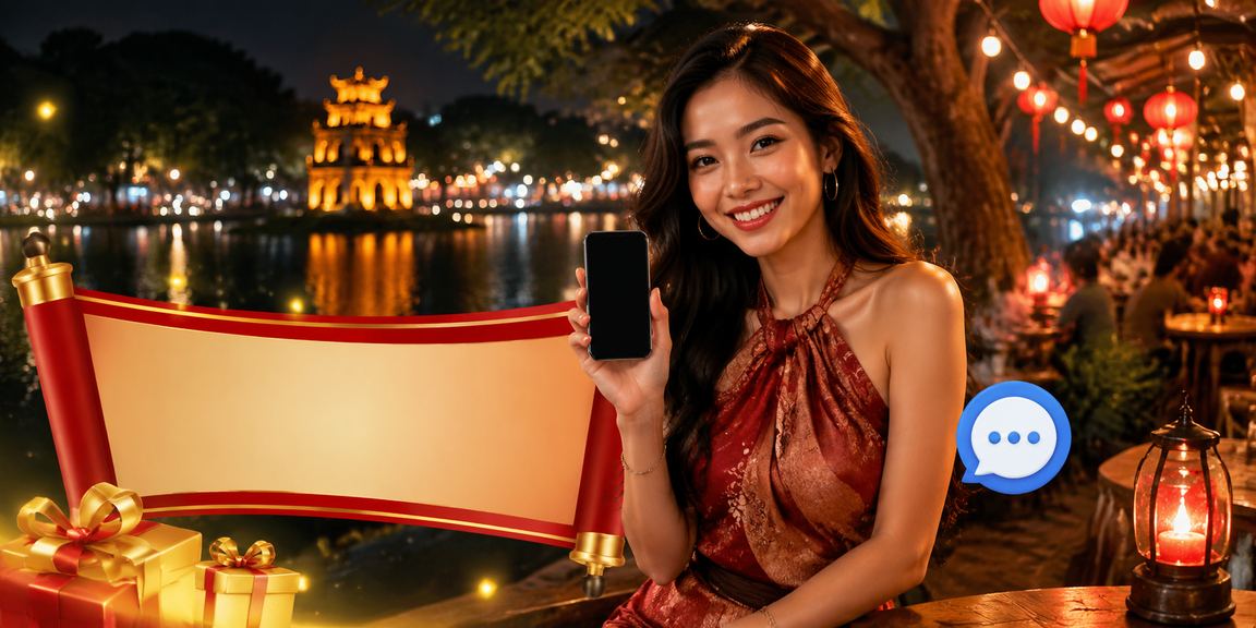 Người dùng Hà Nội trải nghiệm dịch vụ giải trí trên điện thoại tại chợ đêm sôi động