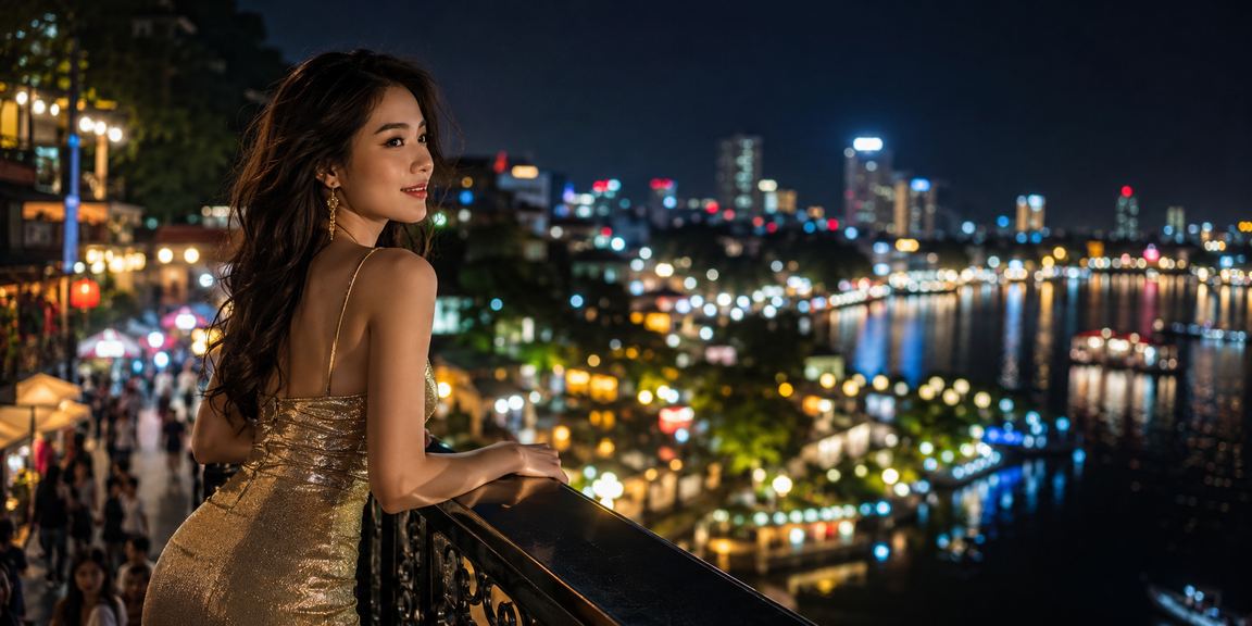 Cảnh chợ đêm Hà Nội nhộn nhịp, biểu tượng cho không gian giải trí sôi động và minh bạch